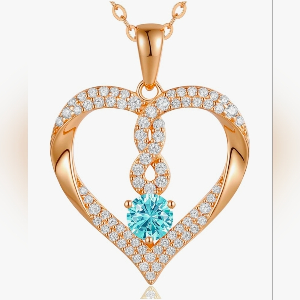 LOUISA SECRET Infinity Heart Birthstone Necklace for Women 925 Sterling Silver